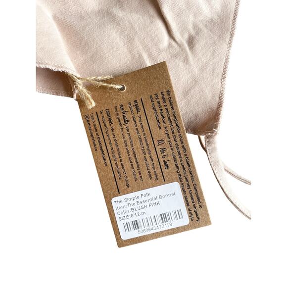 NWT Baby Girl's The Simple Folk Essential Bonnet Blush Pink Size 6-12 Months - Picture 3 of 5